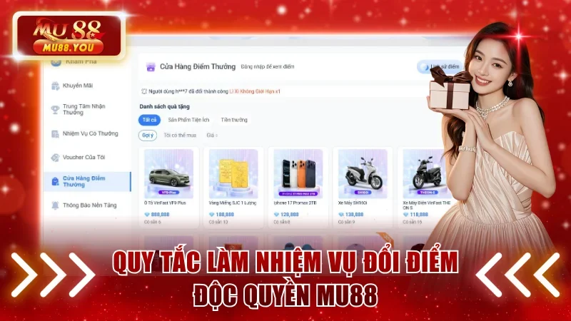 Quy tắc làm nhiệm vụ đổi điểm độc quyền MU88